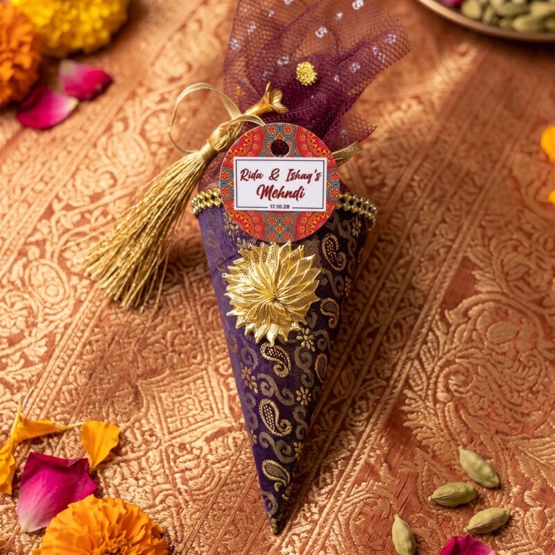 Cone Shaped Bid Pouches with tags